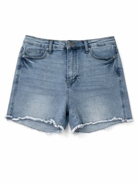 Judy Blue XL Frayed Hem Denim Shorts Mid Rise Stretch Jean Shorts